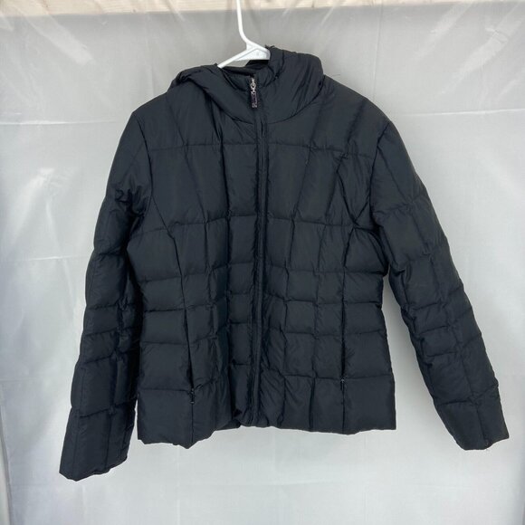 Bear USA Women L Down Puffer Jacket Solid Black Full Zip Outer Layer Insulated - Picture 1 of 8